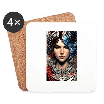 Woman | Face | Girls | Anime | mystical - Coasters (set of 4) - white - Front