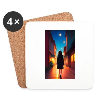 Woman | Face | Girls | Anime - Coasters (set of 4) - white - Front
