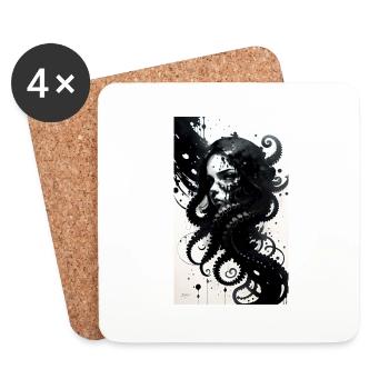 Woman | Face | Girls | Anime | mystical - Coasters (set of 4) - white - Front