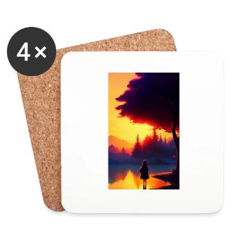 Woman | Face | Girls | Anime - Coasters (set of 4) - white - Front