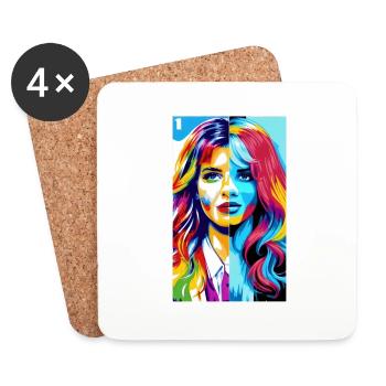Woman | Face | Girls | Anime - Coasters (set of 4) - white - Front