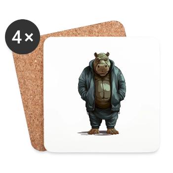 Street style hippopotamus | Hippo lovers - Coasters (set of 4) - white - Front