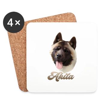 akita american - Dessous de verre (lot de 4) - blanc - Devant