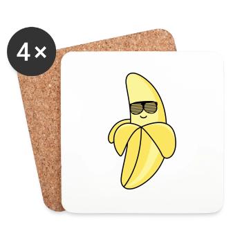 banane fraîche - Dessous de verre (lot de 4) - blanc - Devant
