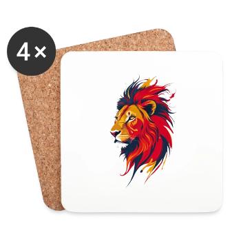 Tête de lion - Dessous de verre (lot de 4) - blanc - Devant