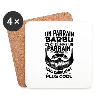 Un parrain barbu c'est comme un parrain normal - Dessous de verre (lot de 4) - blanc - Devant