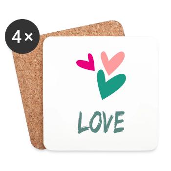 PAAR. GERADE VERHEIRATET. Junggesellinnenabschied. HEILIGER VALENTINSTAG. LIEBE - Untersetzer (4er-Set) - Weiß - Vorne