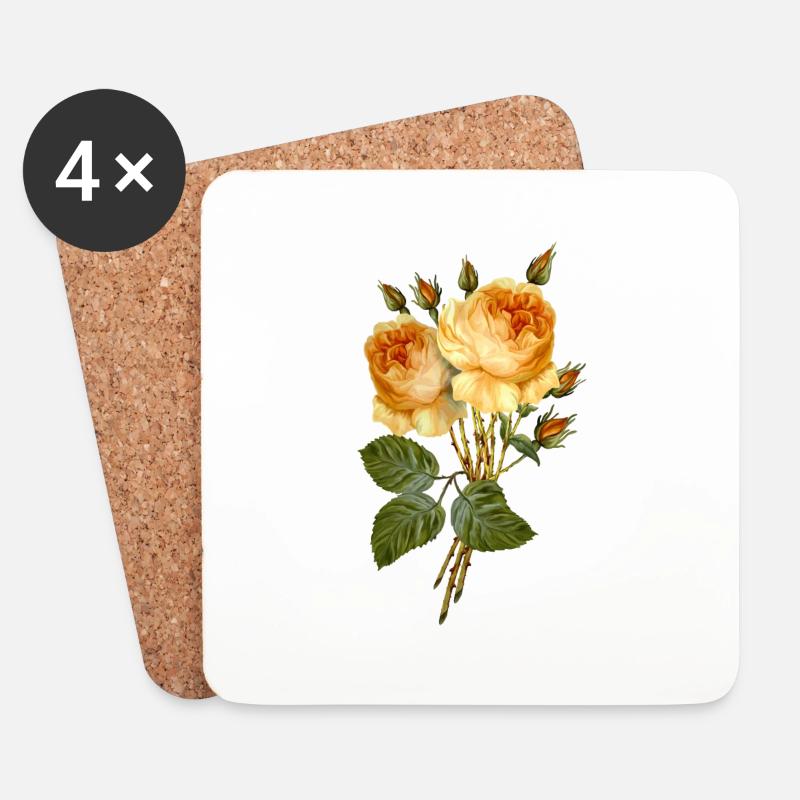 Blumen - Untersetzer (4er-Set) - Weiß