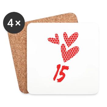 15. 15 ANS. 15e ANNIVERSAIRE. ANNIVERSAIRE 15 ANS. - Dessous de verre (lot de 4) - blanc - Devant