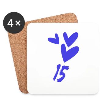 15. 15 YEARS. 15th ANNIVERSARY. BIRTHDAY 15 YEARS. - Coasters (set of 4) - white - Front