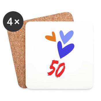 50. 50 ANS. 50e ANNIVERSAIRE. ANNIVERSAIRE 50 ANS. - Dessous de verre (lot de 4) - blanc - Devant