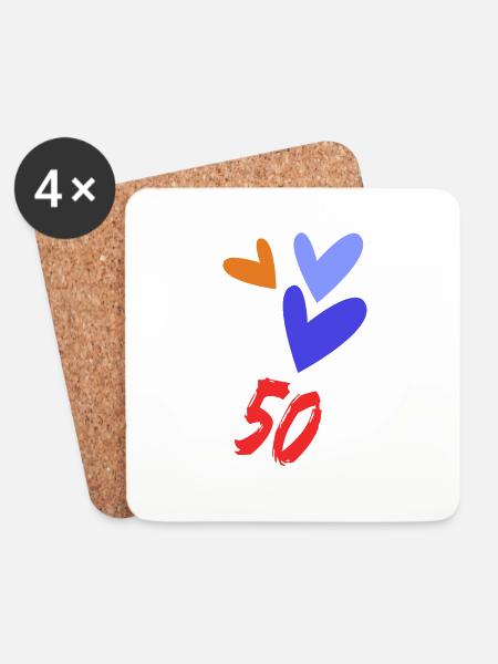 50. 50 JAHRE. 50-jähriges JUBILÄUM. GEBURTSTAG 50 JAHRE. - Untersetzer (4er-Set) - Weiß