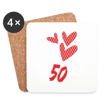 50. 50 ANS. 50e ANNIVERSAIRE. ANNIVERSAIRE 50 ANS. - Dessous de verre (lot de 4) - blanc - Devant