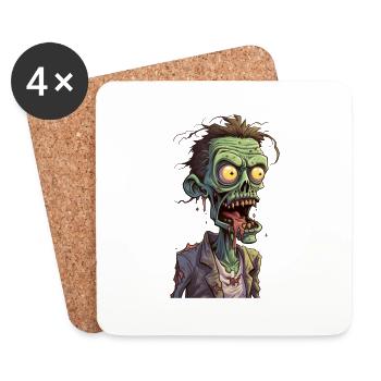 Cartoon Zombie Gruselig - Untersetzer (4er-Set) - Weiß - Vorne