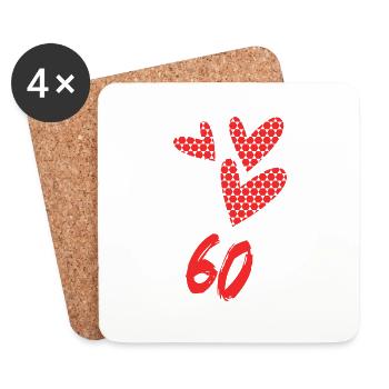 60. 60 JAHRE. 60-JÄHRIGES JUBILÄUM. GEBURTSTAG 60 JAHRE. - Untersetzer (4er-Set) - Weiß - Vorne