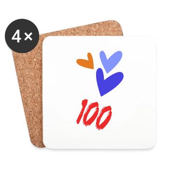 100. 100 YEARS. 100th ANNIVERSARY. BIRTHDAY 100 - Coasters (set of 4) - white - Front