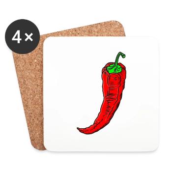 Chili scharf Natur Kostüm Chilischote - Untersetzer (4er-Set) - Weiß - Vorne