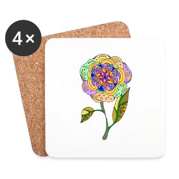 Blume - Untersetzer (4er-Set) - Weiß - Vorne