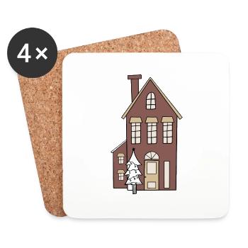 Christmas House - Coasters (set of 4) - white - Front