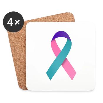 Mourning ribbon - Coasters (set of 4) - white - Front