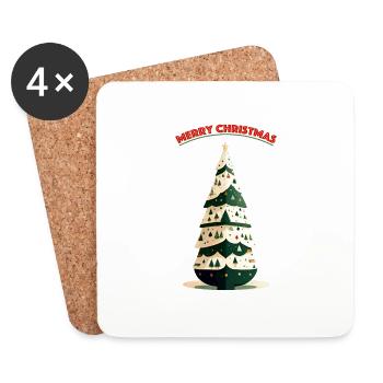 sapin de noel - Dessous de verre (lot de 4) - blanc - Devant