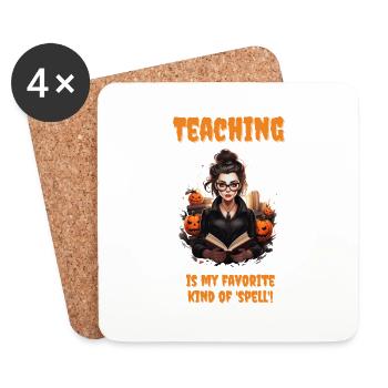 Lehrerinnen Halloween Shirt Hexen Spruch Schule - Untersetzer (4er-Set) - Weiß - Vorne