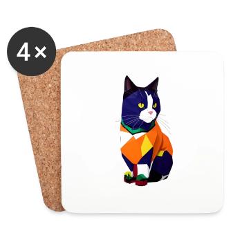 Die Katze im Pullover - Untersetzer (4er-Set) - Weiß - Vorne