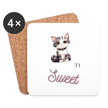 Süsse Katze - Untersetzer (4er-Set) - Weiß - Vorne
