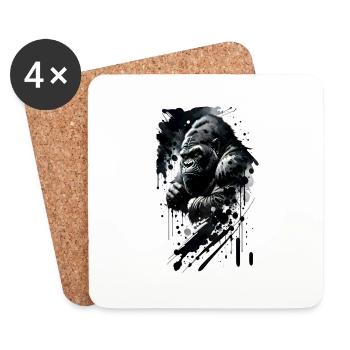 Erhabenes Gorilla-T-Shirt - Untersetzer (4er-Set) - Weiß - Vorne