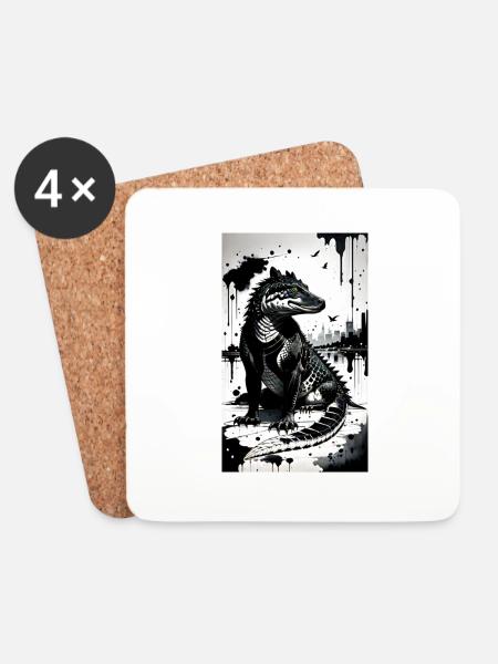 Crocodile Art - Coasters (set of 4) - white