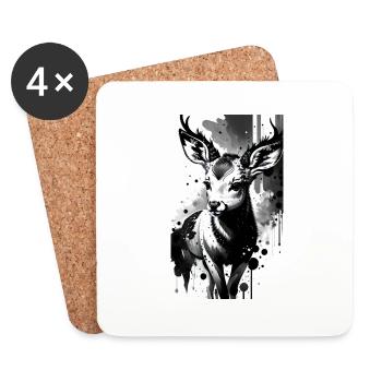 Adorable cerf - Dessous de verre (lot de 4) - blanc - Devant