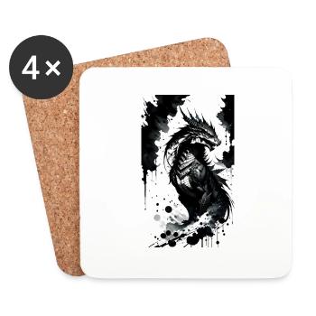 Dragon majestueux - Dessous de verre (lot de 4) - blanc - Devant