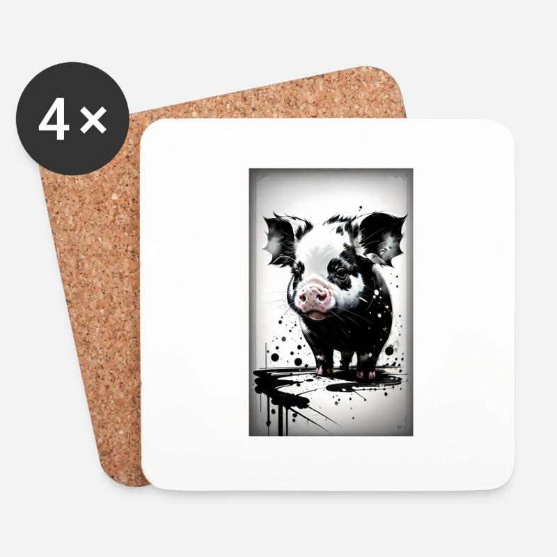 Niedliches Schwein - Untersetzer (4er-Set) - Weiß
