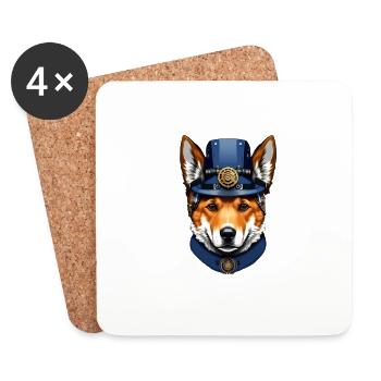 Chien Corgi Mécanique - Dessous de verre (lot de 4) - blanc - Devant