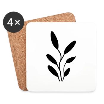Blume mit Stiel - Untersetzer (4er-Set) - Weiß - Vorne