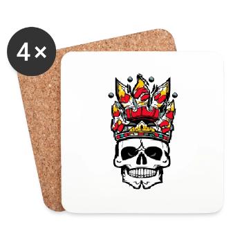 Totenkopf mit Krone - Untersetzer (4er-Set) - Weiß - Vorne