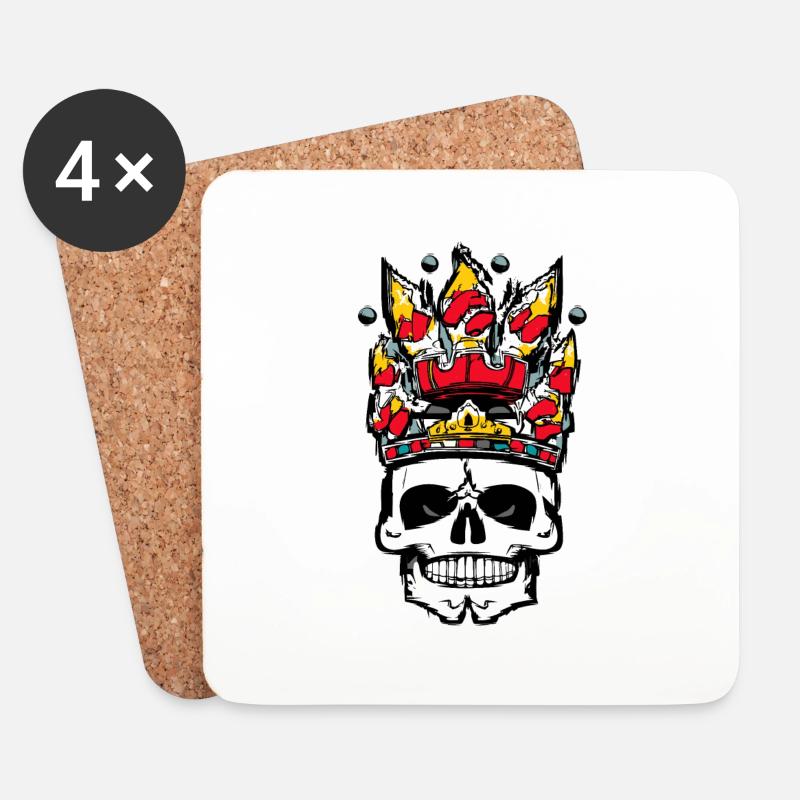 Totenkopf mit Krone - Untersetzer (4er-Set) - Weiß