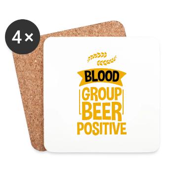 Blood Group Beer Positive 4 - Coasters (set of 4) - white - Front