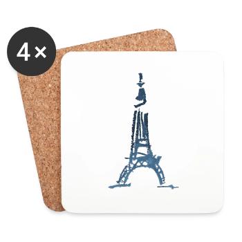 Eiffel Tower Sketch - Coasters (set of 4) - white - Front