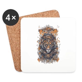 Espèces de tigres - Dessous de verre (lot de 4) - blanc - Devant