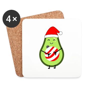 Liebevolle Avocado mit Weihnachtskugel - Untersetzer (4er-Set) - Weiß - Vorne