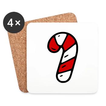 Candy cane - Coasters (set of 4) - white - Front