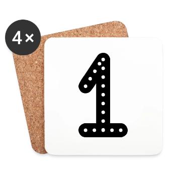 1. 1 JAHR. 1. JAHRESTAG. GEBURTSTAG 1 JAHR. EINS - Untersetzer (4er-Set) - Weiß - Vorne
