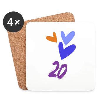 20. 20 YEARS. 20th ANNIVERSARY. 20TH ANNIVERSARY. - Coasters (set of 4) - white - Front