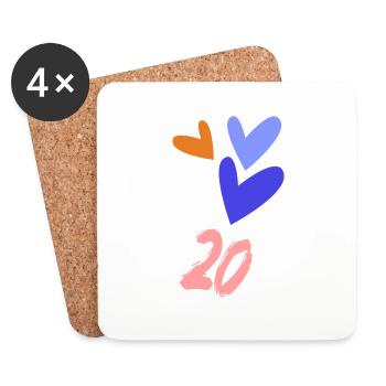 20. 20 ANS. 20e ANNIVERSAIRE. ANNIVERSAIRE 20 ANS. - Dessous de verre (lot de 4) - blanc - Devant