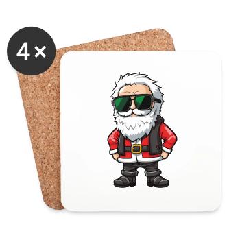 Weihnachtsmann Comic Santa - Untersetzer (4er-Set) - Weiß - Vorne