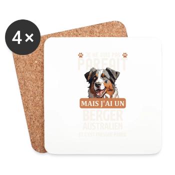 Berger australien chien doux - Dessous de verre (lot de 4) - blanc - Devant