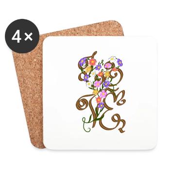 Love Flowers in Heart - Coasters (set of 4) - white - Front