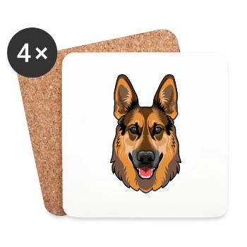German Shepherd - Coasters (set of 4) - white - Front