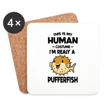 This is My Human Costume Im Really a Pufferfish - Dessous de verre (lot de 4) - blanc - Devant